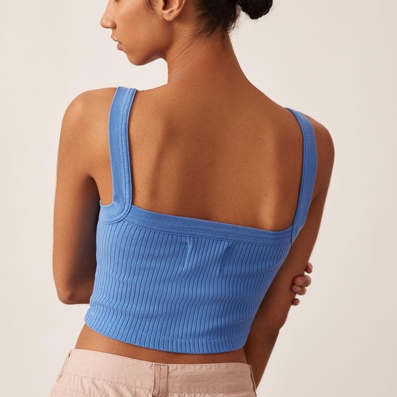 Citizens of Humanity Freja sz L ribbed cropped tank in blue - Picture 8 of 8